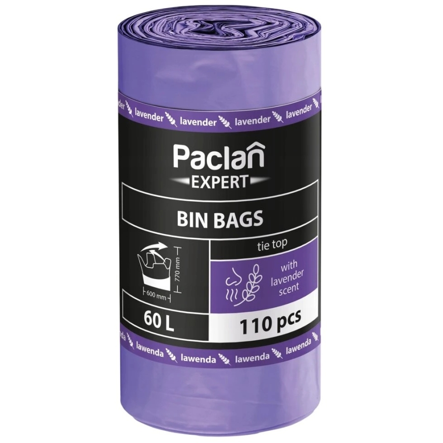 Atliekų Maišai - Paclan Expert 60L 110 Vnt Levanda