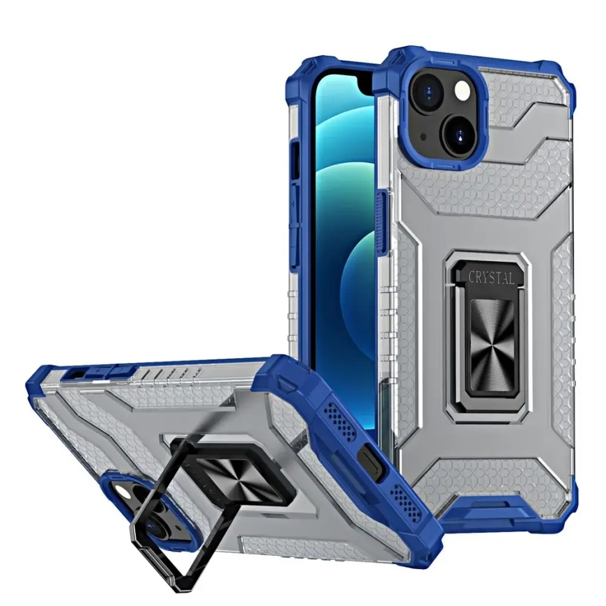 Crystal Ring Kickstand Tough Rugged telefoni ümbris alusega iPhone 13 mini sinine – 2