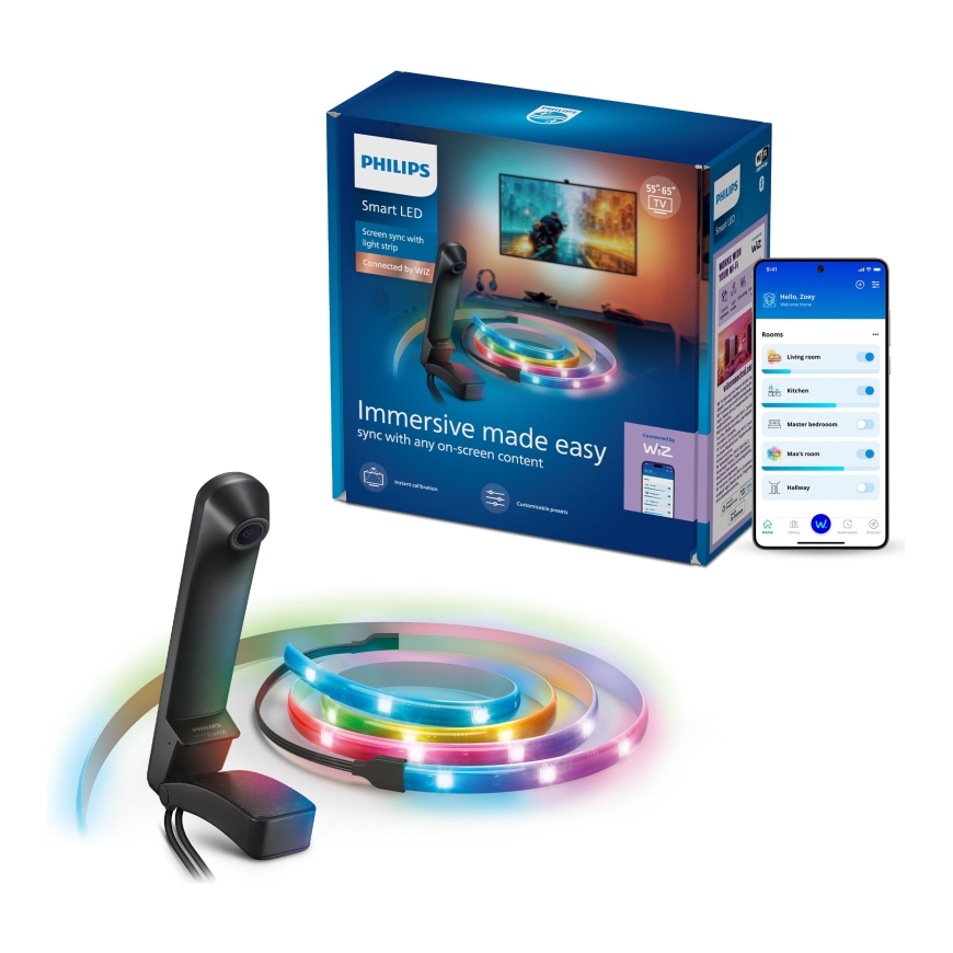 Philips Smart Lighting Camera Sync Kit Sync Box - kontrolieris un TV fona apgaismojuma lente, 55–65” – 2