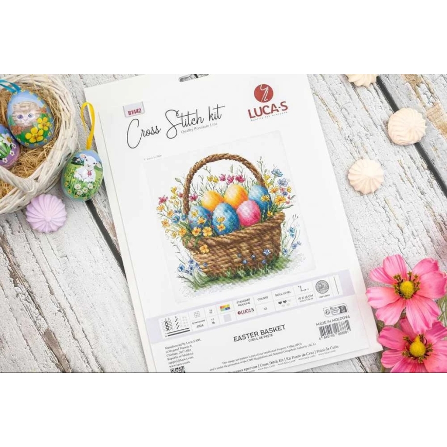 luca S Cross Stitch Embroidery Kit "Easter Basket" 19 x 18 cm SB1442 – 2