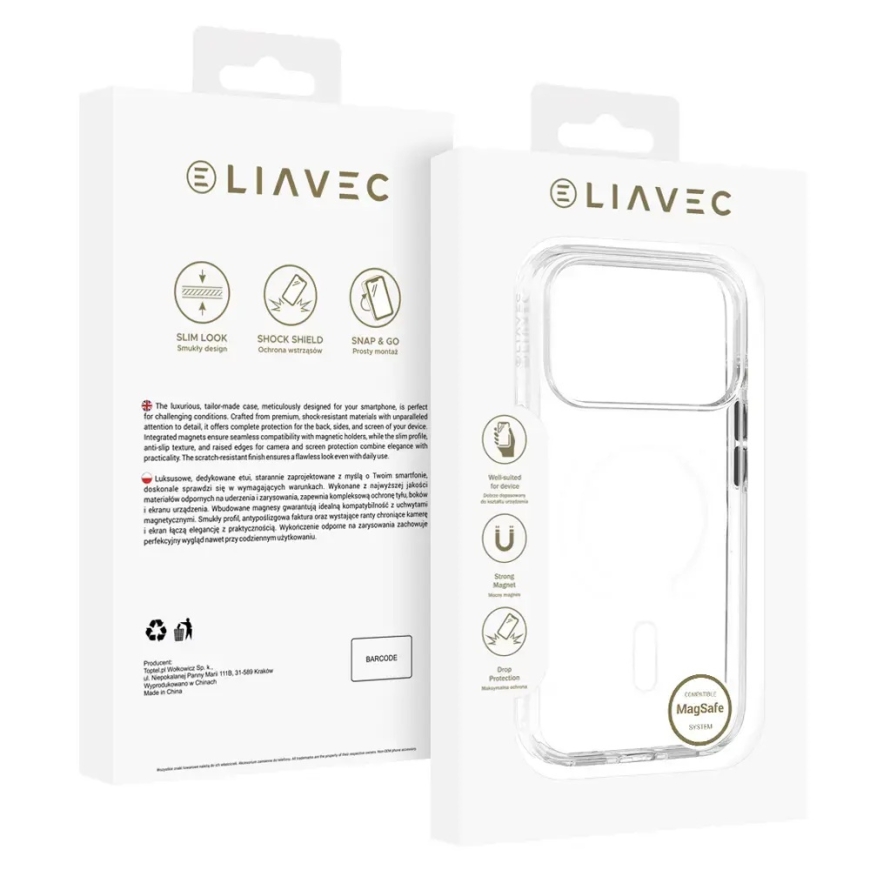 Liavec Pure Case, jossa on kameran ohjauspainike iPhone 18 Pro Max/17 Pro Max valkoisena – 5