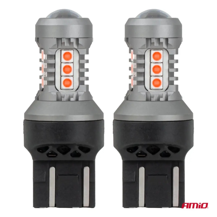 LED spuldzes STANDARD 7443 W21/5W 3030 15SMD Sarkanas 12/24V AMIO-04999 – 2