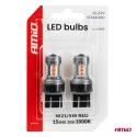 LED bulbs STANDARD 7443 W21/5W 3030 15SMD Red 12/24V AMIO-04999