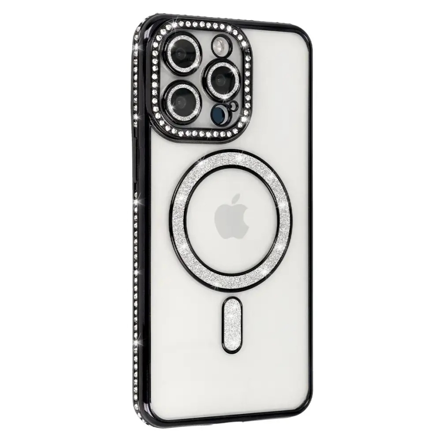 Bling maciņš ar MagSafe atbalstu telefonam iPhone 16 melns – 2