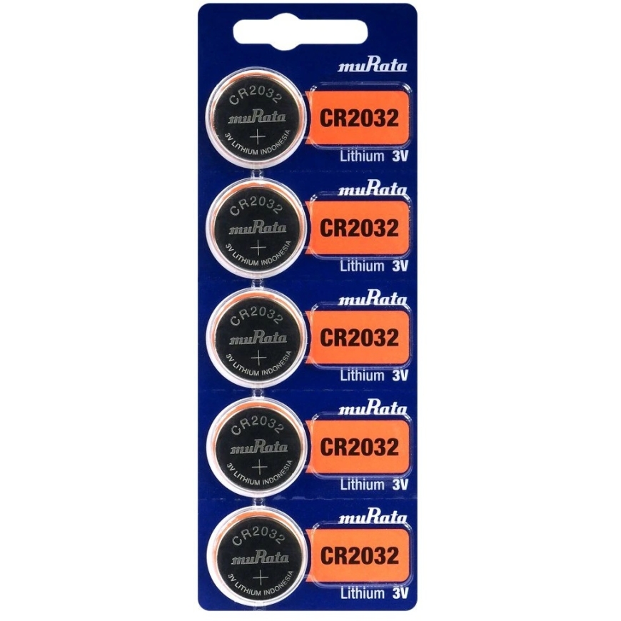 Murata Manufacturing Co Mygtukinė Baterija - Murata CR2032 5 Vnt. 3 V Ličio 220 mAh 20 mm x 3,2 mm
