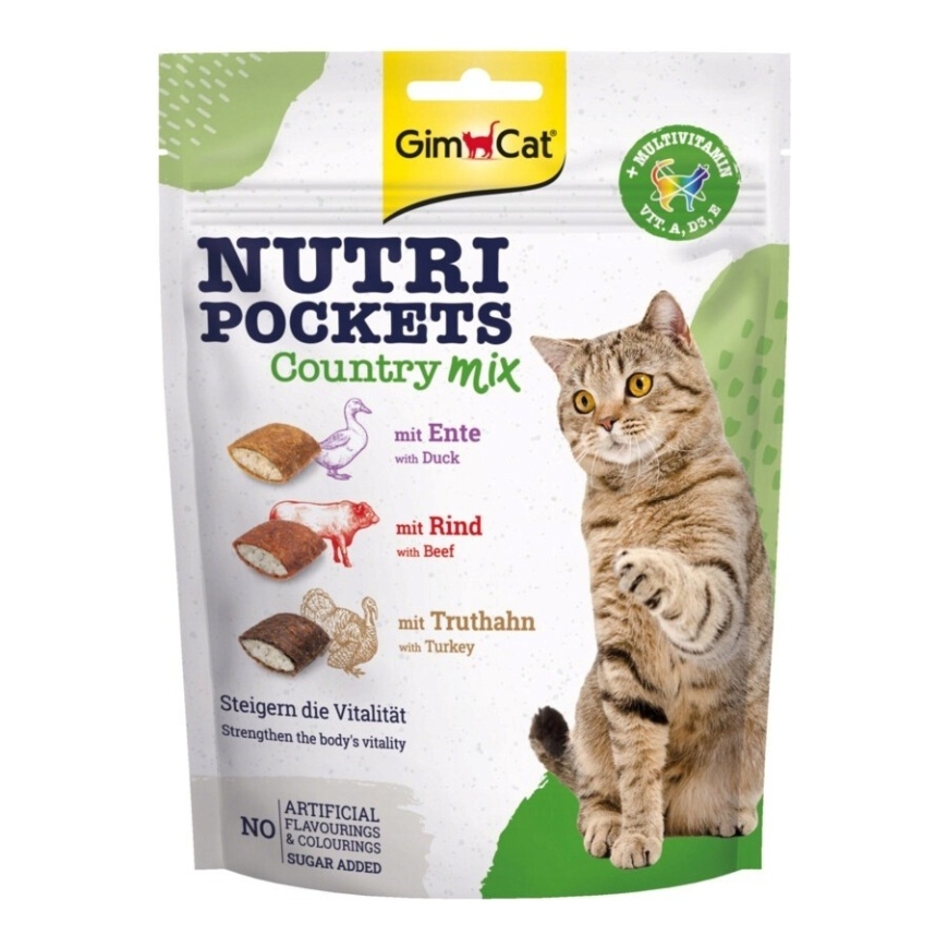 GIMCAT Nutri Pockets Country mix – kaķu uzkoda – 150g