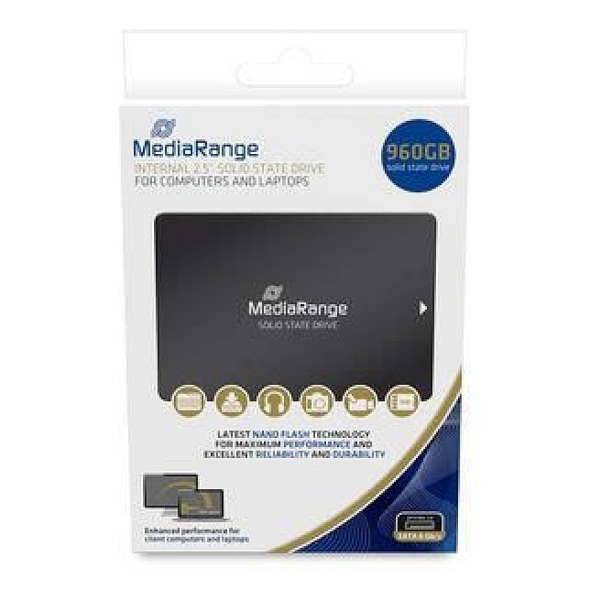 SSD|| 960 GB|Serial ATA III|Rašymo greitis 480 MB/s|Skaitymo greitis 550 MB/s|Blister|2.5"|MR1004