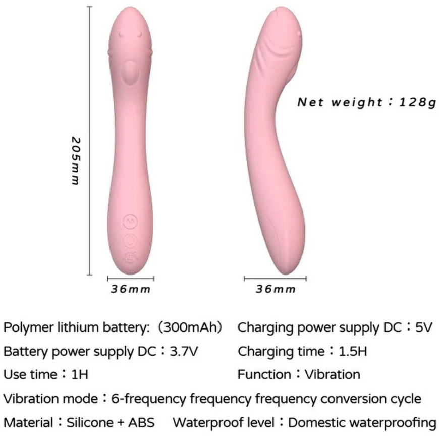 B sērijas Cute B sērijas sieviešu vibrators Gluds ūdensizturīgs maksts stimulācija G punkts 20,5 cm – 4