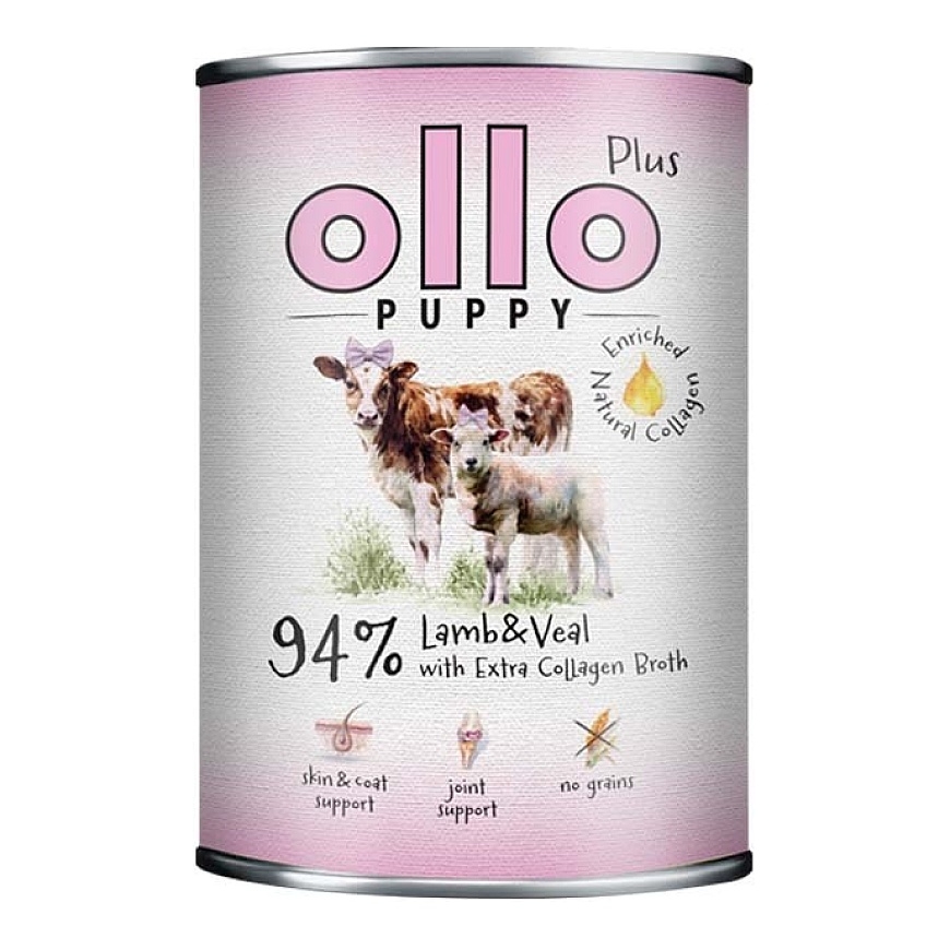 OLLO Plus Puppy Kollageeni Lamb ja Veis - niiske koeratoit - 400g