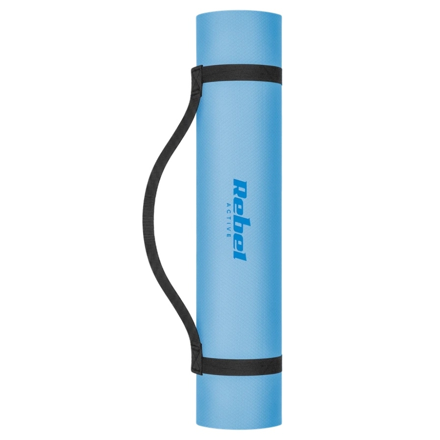 Yoga, Pilates, Fitness Mat, 183x61cm, 1cm thick, TPE material, blue, REBEL ACTIVE – 4