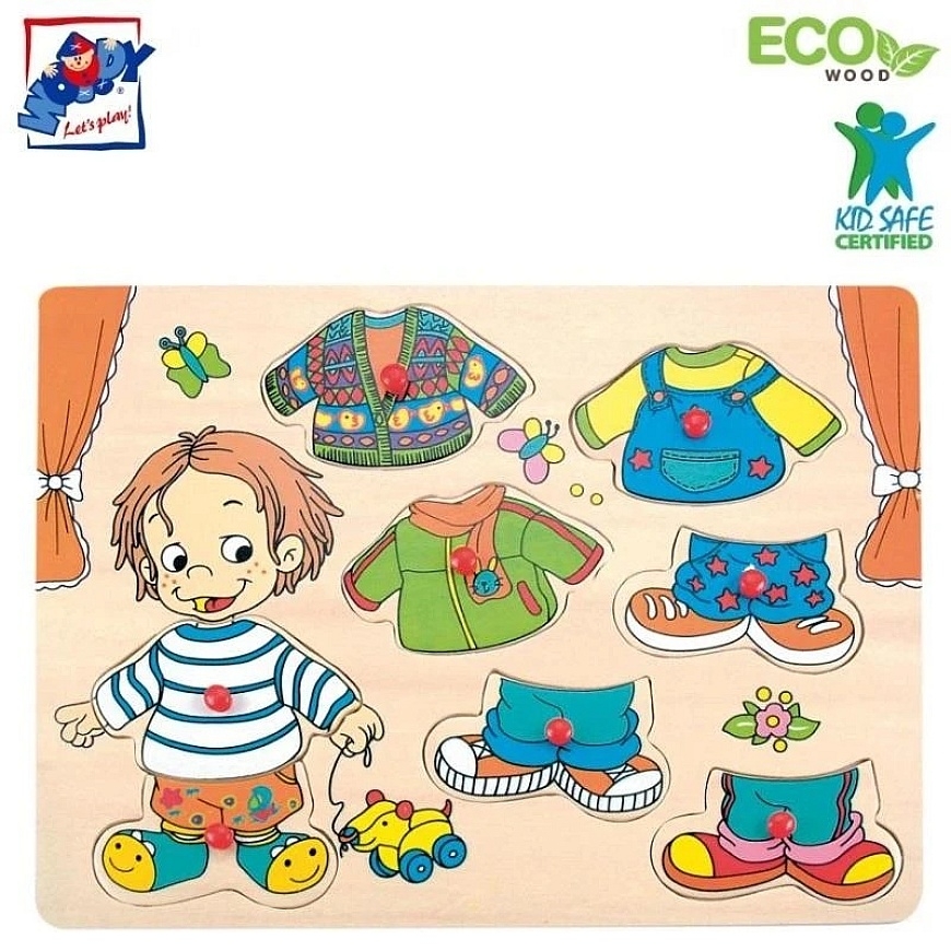 Woody 90320 Eco Wooden Educational Colorful Decorative Puzzle Sebastian (8 pcs) for children from 3 years (30x23cm)