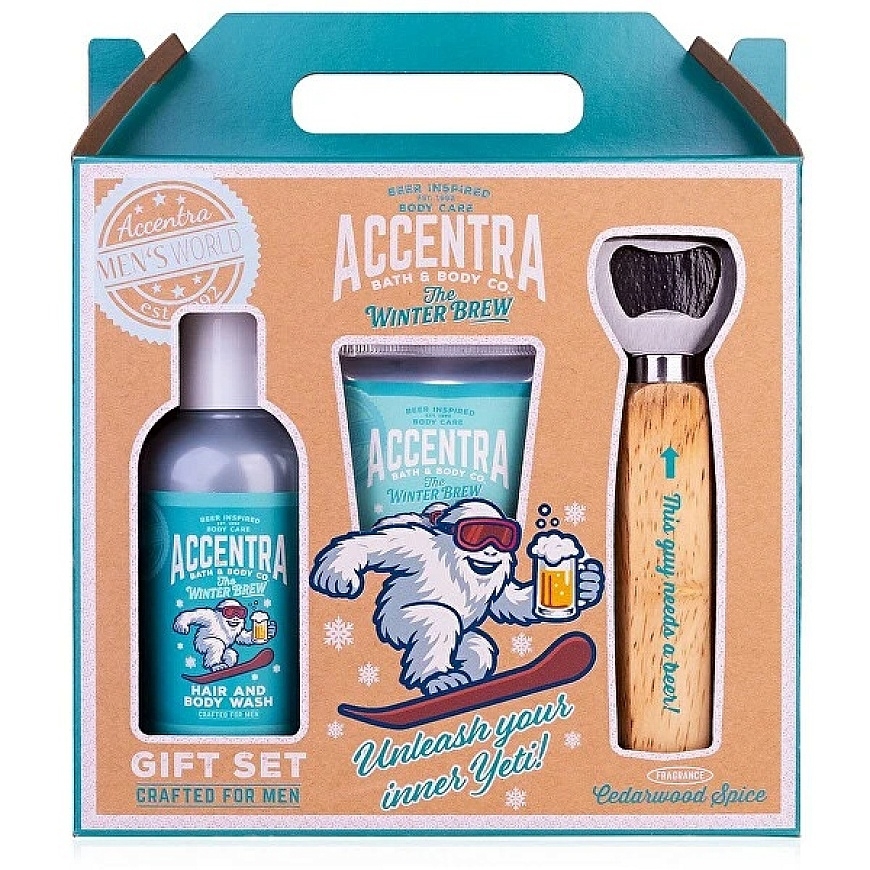 Accentra Men`s Collection Winter Edition – Vonios priežiūros dovanų rinkinys su kamščiatraukiu
