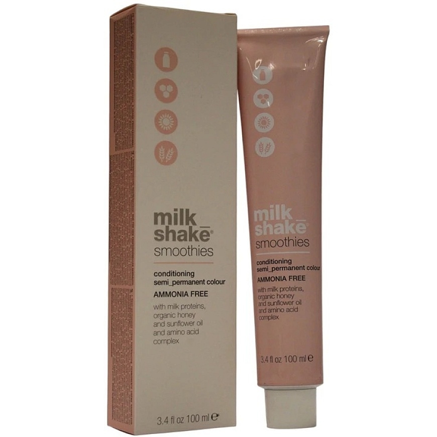 Milk Shake Smoothies pusiau nuolatiniai plaukų dažai 7.34 vidutinis auksinis varis, 100 ml