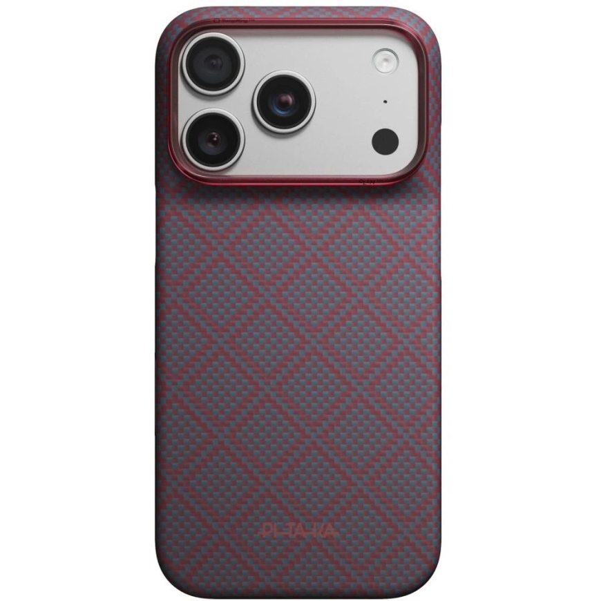 PITAKA Edge Case Argyle MagSafe kaitse iPhone 18 Pro / 17 Pro sinise-punase