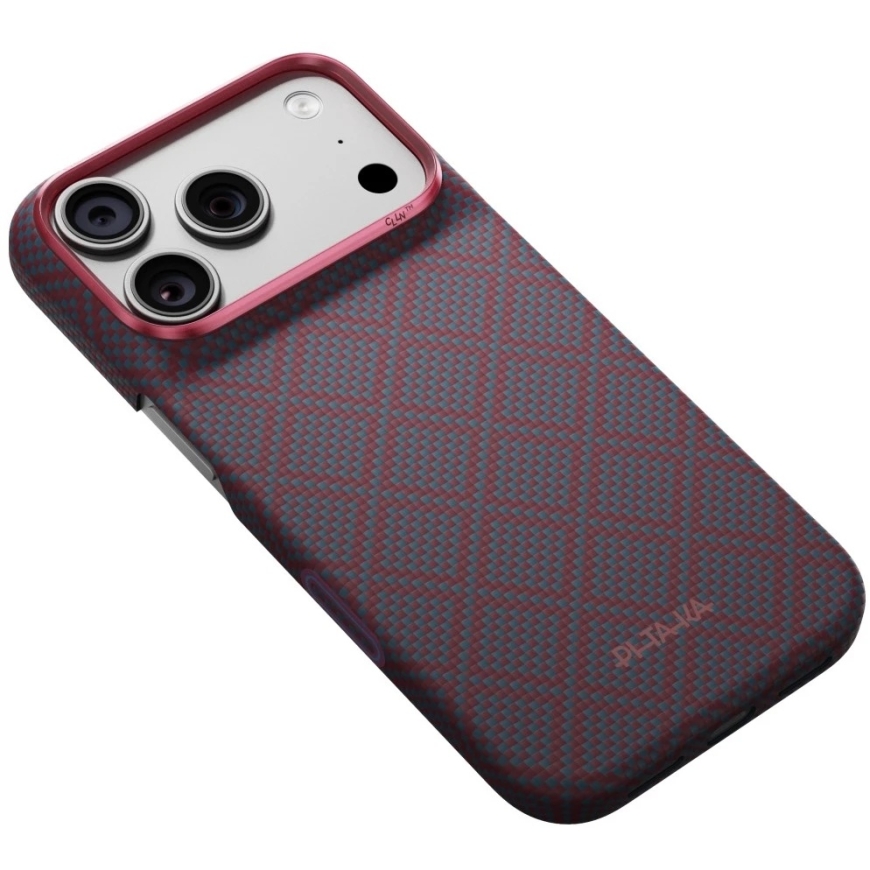 PITAKA Edge Case Argyle MagSafe apvalks iPhone 18 Pro / 17 Pro zilo-sarkano – 4