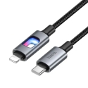 Hoco U144 duomenų perdavimo ir įkrovimo laidas | USB-C į Lightning | PD | 27W | su LED ekranu | 1.2m | juodas Hoco U144 duomenų perdavimo ir įkrovimo laidas | USB-C į Lightning | PD | 27W | su LED ekranu | 1.2m | juodas