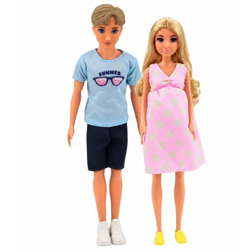 Lean Toys Doll Family Set with Rotating Mom's Belly, 3 pcs. – 3