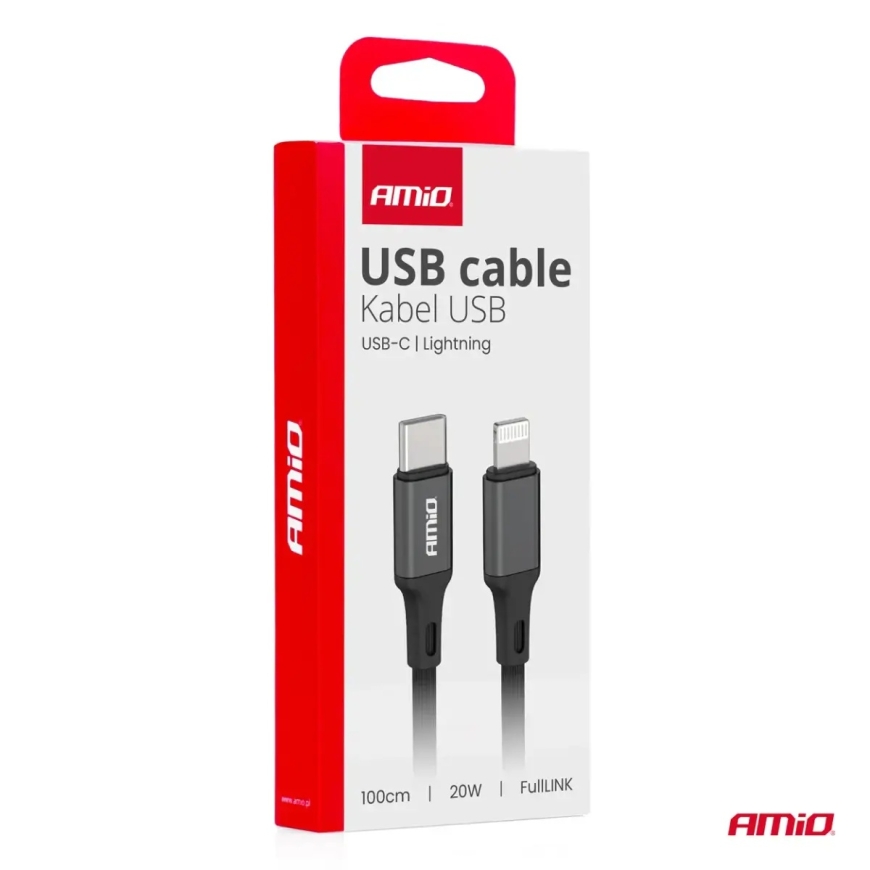 AMiO AMIO-03904 data transfer and charging cable | USB-C to Lightning | 20W | 1m – 4