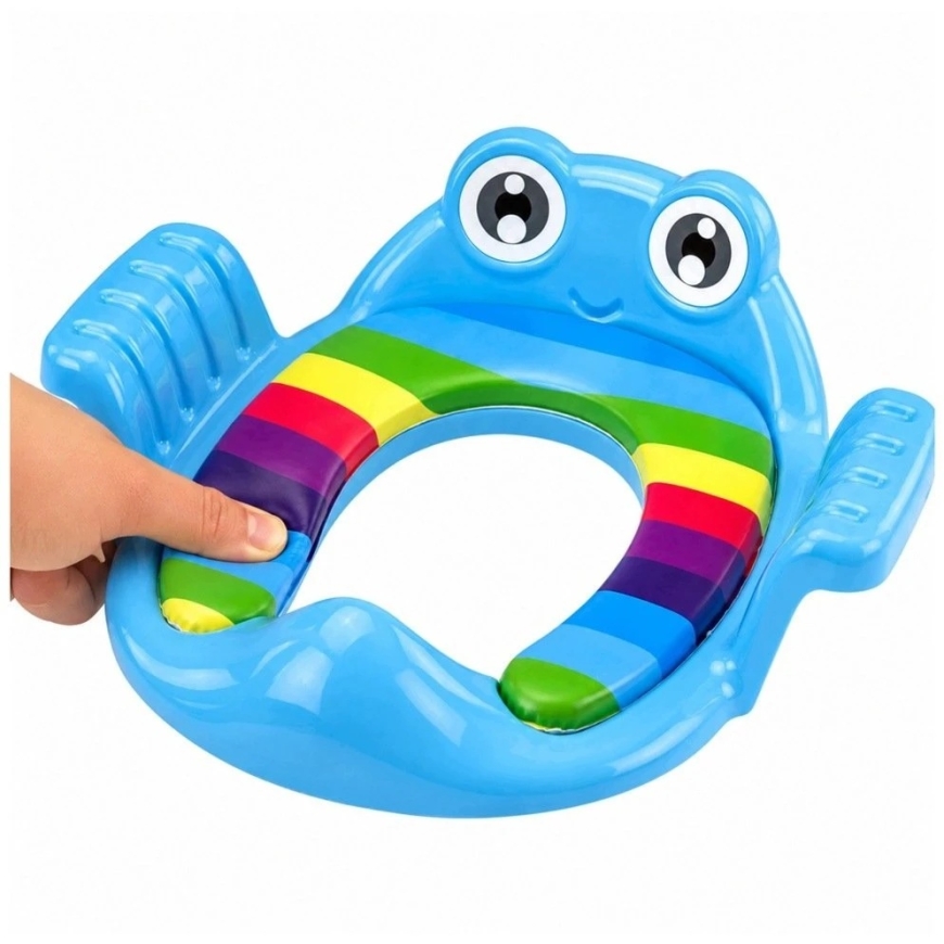 Lean Toys Vaikiškas tualeto sėdynės įdėklas su minkšta sėdyne ir rankenomis, mėlynas, 38 x 35 cm – 5