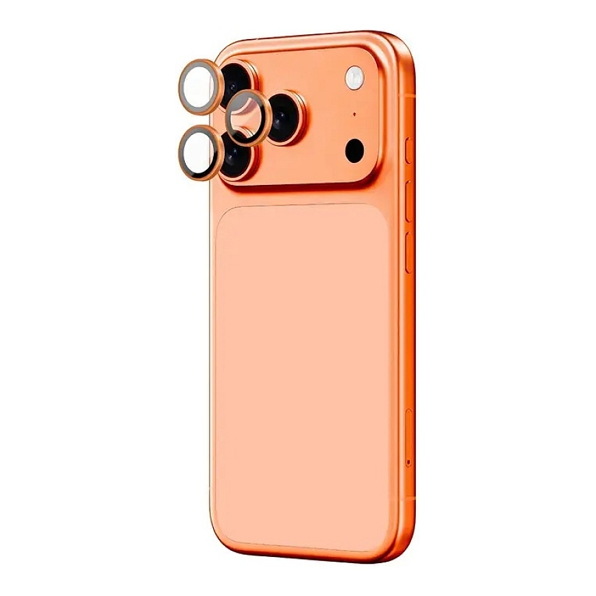 AmazingThing AR safiirilasin kameraobjektiivi lasi iPhone 17 Pro / Pro Max - oranssikehyksellä