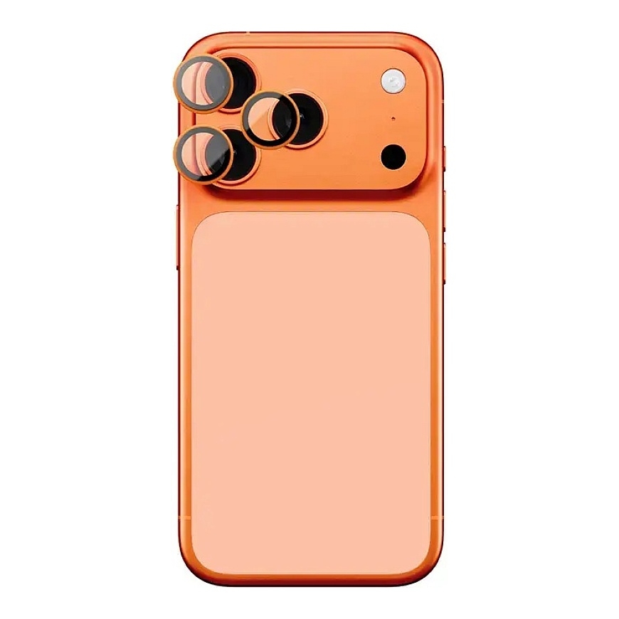 AmazingThing AR safyro kameros objektyvo stiklas iPhone 17 Pro / Pro Max - su oranžine rėmeliu – 2