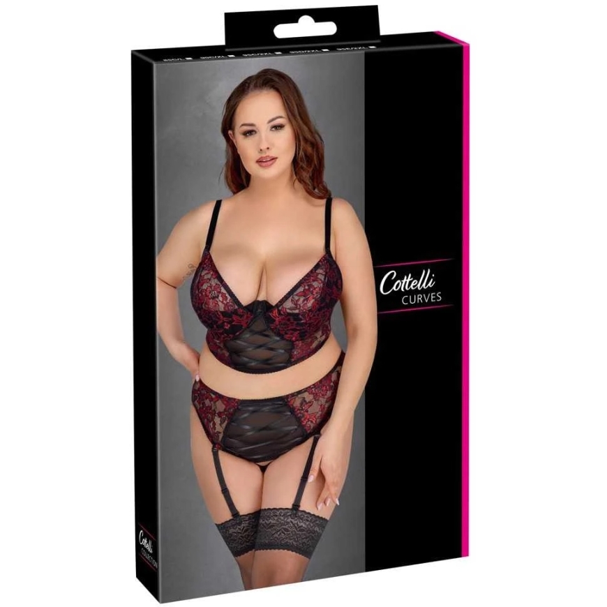 Cottelli Curves Bra Set black/red 95C/2XL