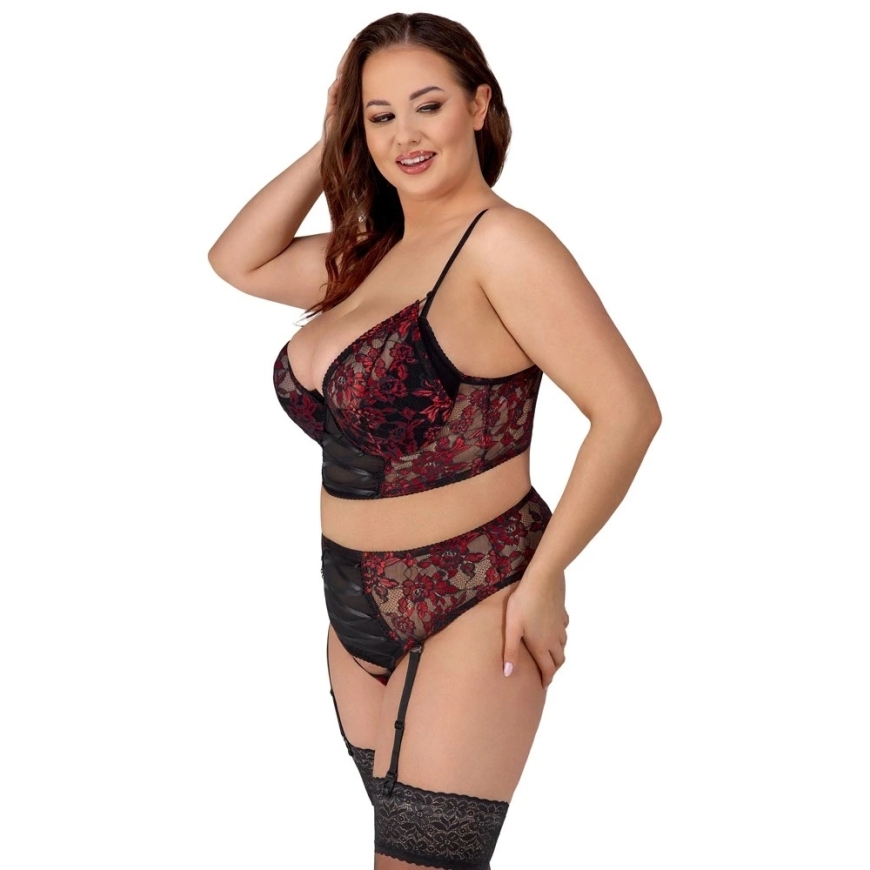 Cottelli Curves krūšturis komplekts melns/sarkans 95C/2XL – 3