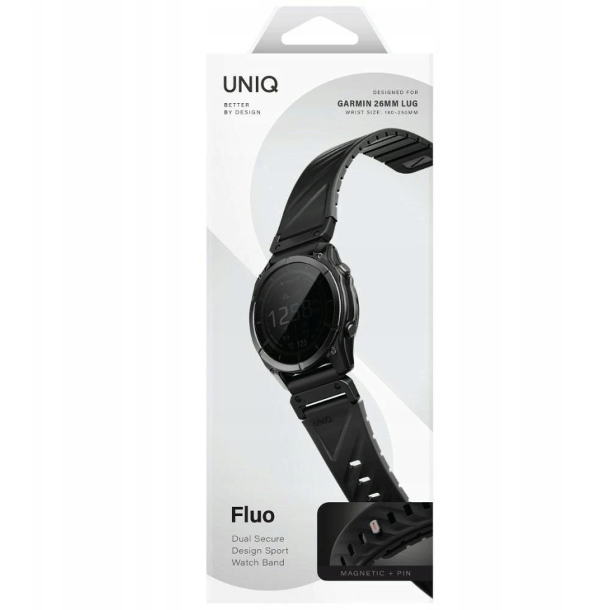 UNIQ Fluo x Smart-Fit apyrankė for Garmin 26mm juodos spalvos – 3