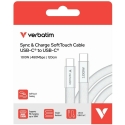 Verbatim Sync & Charge SoftTouch USB-C uz USB-C kabelis 100W PD3.0 120cm baltā krāsā 30277