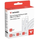 Verbatim Sync & Charge SoftTouch USB-C uz USB-C kabelis 100W PD3.0 120cm baltā krāsā 30277