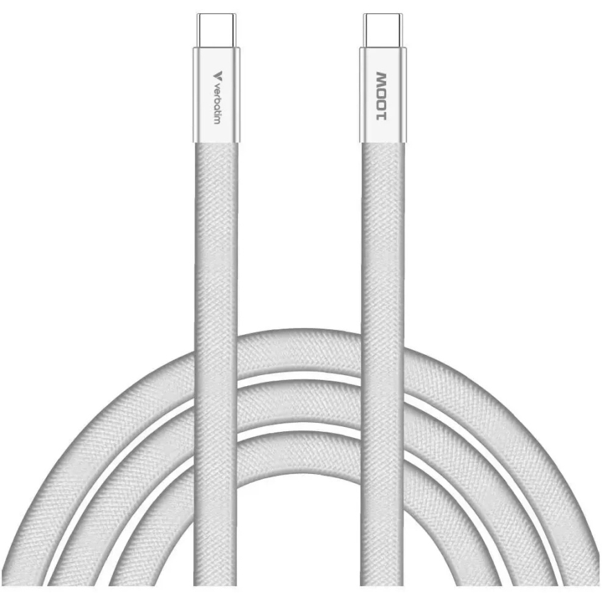 Verbatim Sync & Charge SoftTouch USB-C uz USB-C kabelis 100W PD3.0 120cm baltā krāsā 30277 – 4
