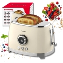 2-Slice Toaster, Beige Color, Retro, LED Display, Klausberg 2-Slice Toaster, Beige Color, Retro, LED Display, Klausberg