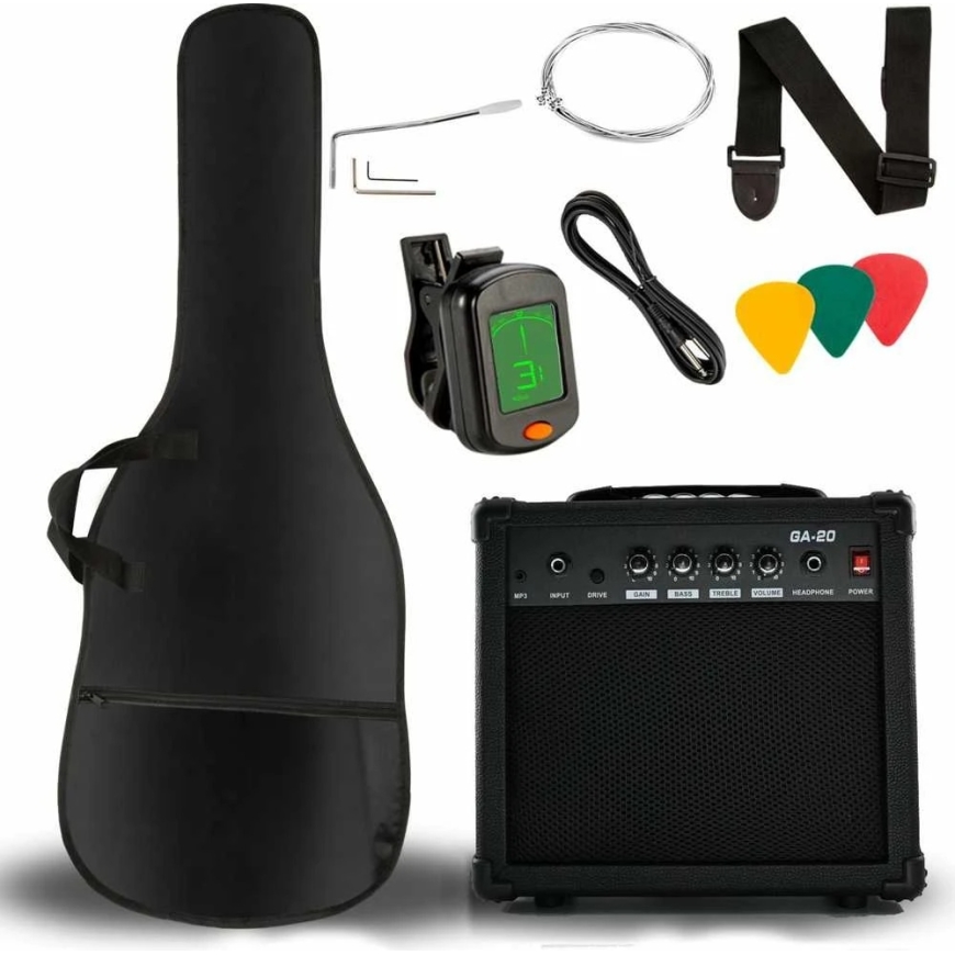 Carruzzo V-TONE EGA 39 BK elektrinės gitaros 4/4 Stratocaster 39" SSS rinkinys – 3
