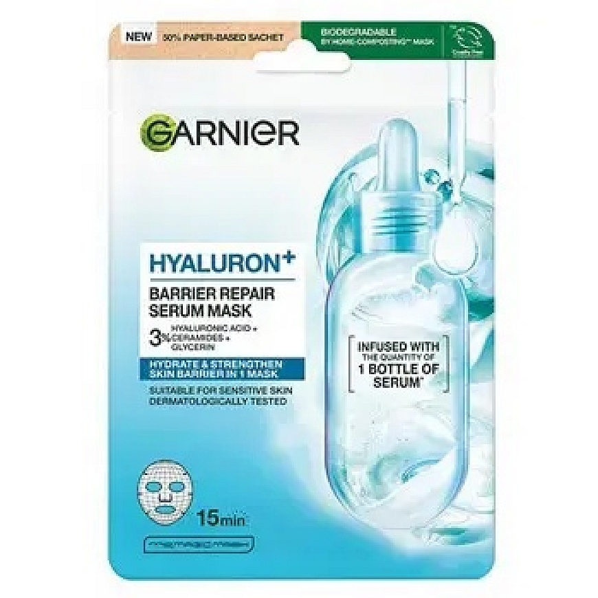 Garnier Hyaluron+ Barrier Repair Serum Mask - Veido kaukė 28.0g
