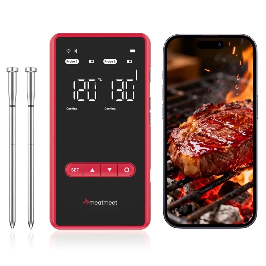 Köögithermaomeeter Meatmeet X Pro, nutirakendus, WiFi, kaks andurit, grill, ahju, suitsutusahi