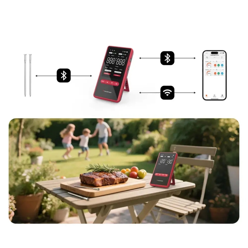 Кухонный термометр Meatmeet X Pro, смарт-приложение, WiFi, два датчика, гриль, духовка, коптильня – 3