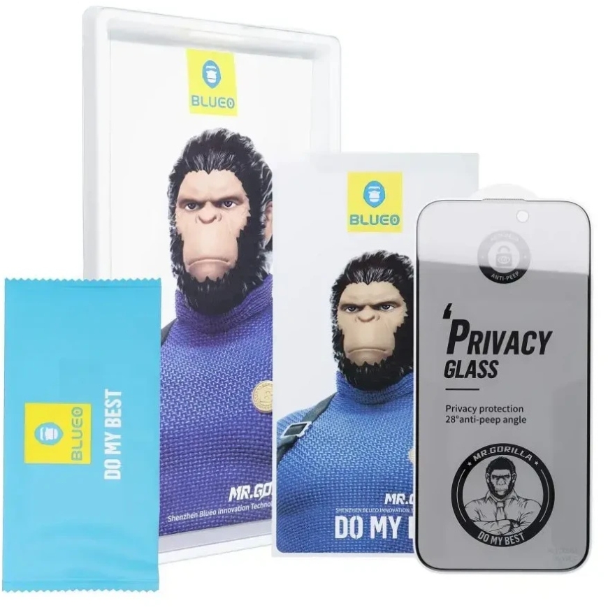 Blueo LCD kaitsev klaas 5D Mr. Monkey (Tugev privaatsus) Samsung S942 S26 must – 4