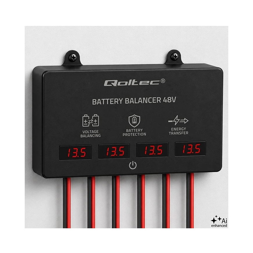 Qoltec Sprieguma balansētājs 48V 4 x 12V akumulatoriem | 10A | AGM GEL LiFePO4 | LED – 4