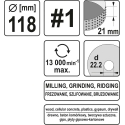 Yato Toya Sa Poland disks / koka frēze | 118 mm / 21 mm (YT-59177)