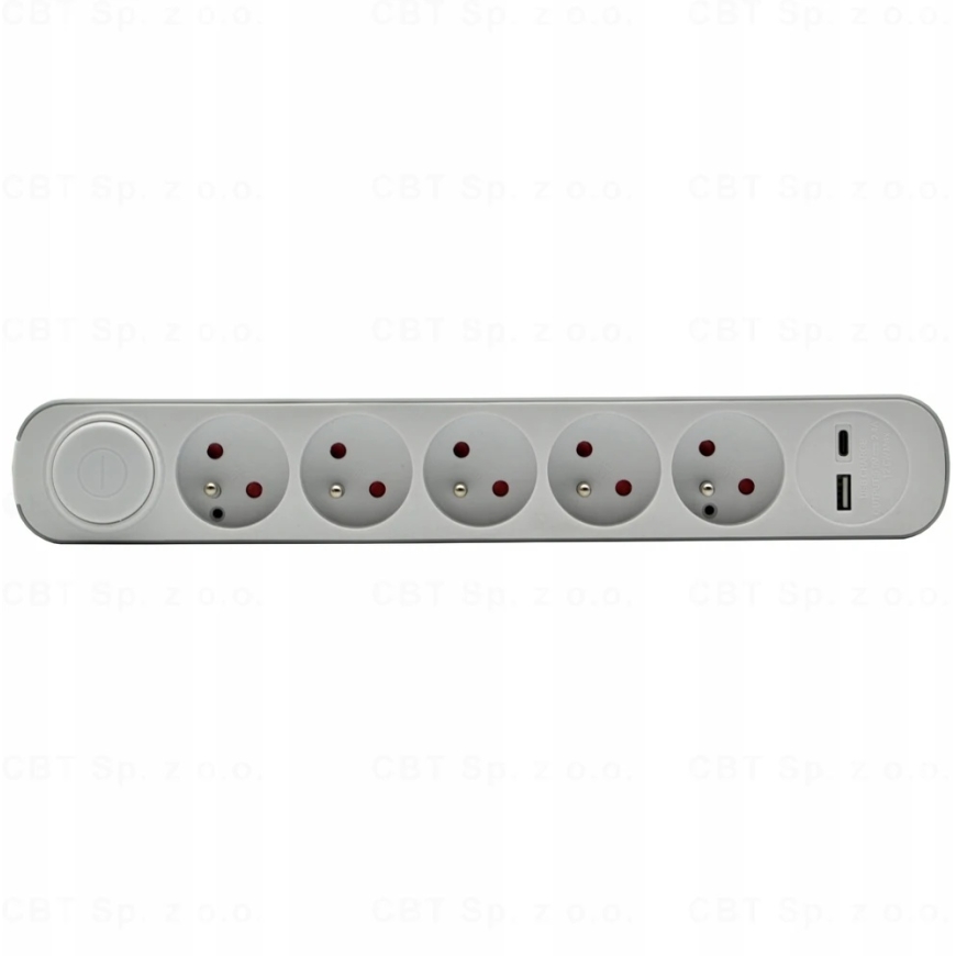 Plastrol 5 kontaktu schuko pagarinātājs ar slēdzi un usb-a un usb-c ligzdām – 3