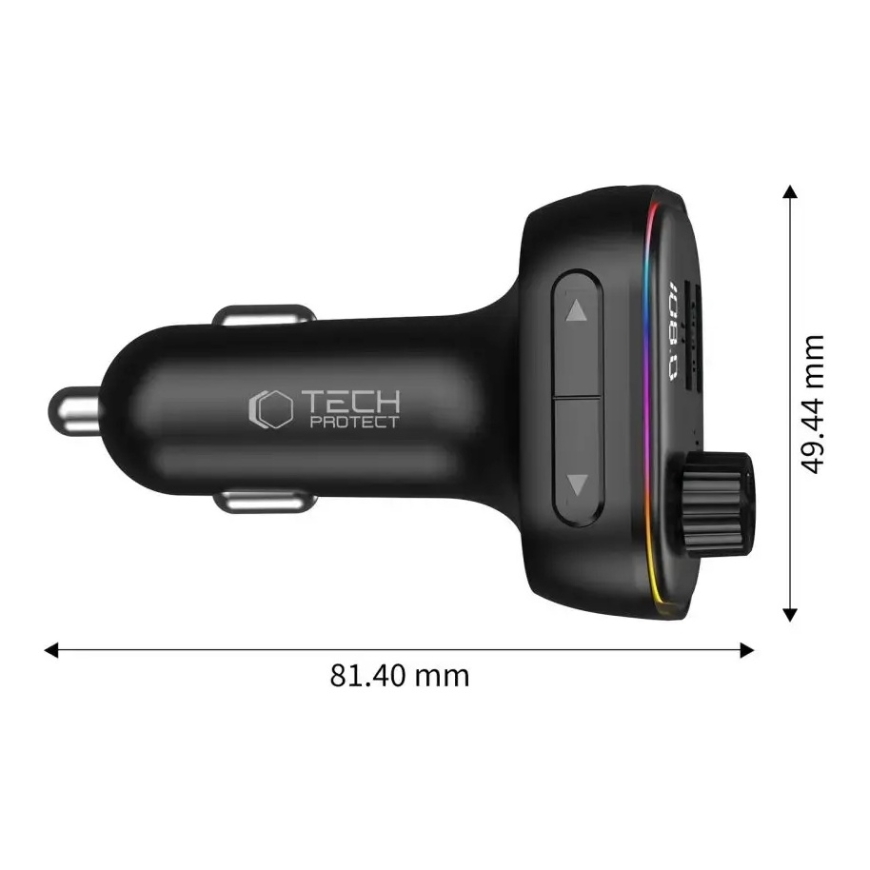 TECH-PROTECT CC07 3-PORT CAR CHARGER PD 54W + TRANSMITER FM BLUETOOTH BLACK – 3