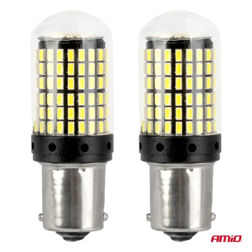 CANBUS LED bulbs 1156 BA15S P21W R10W R5W 4SMD 1860 White 12V 24V AMIO-04252 – 2