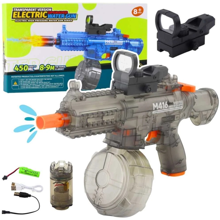 Lean Toys Elektriline veepüstol M416 valgusega 450 ml