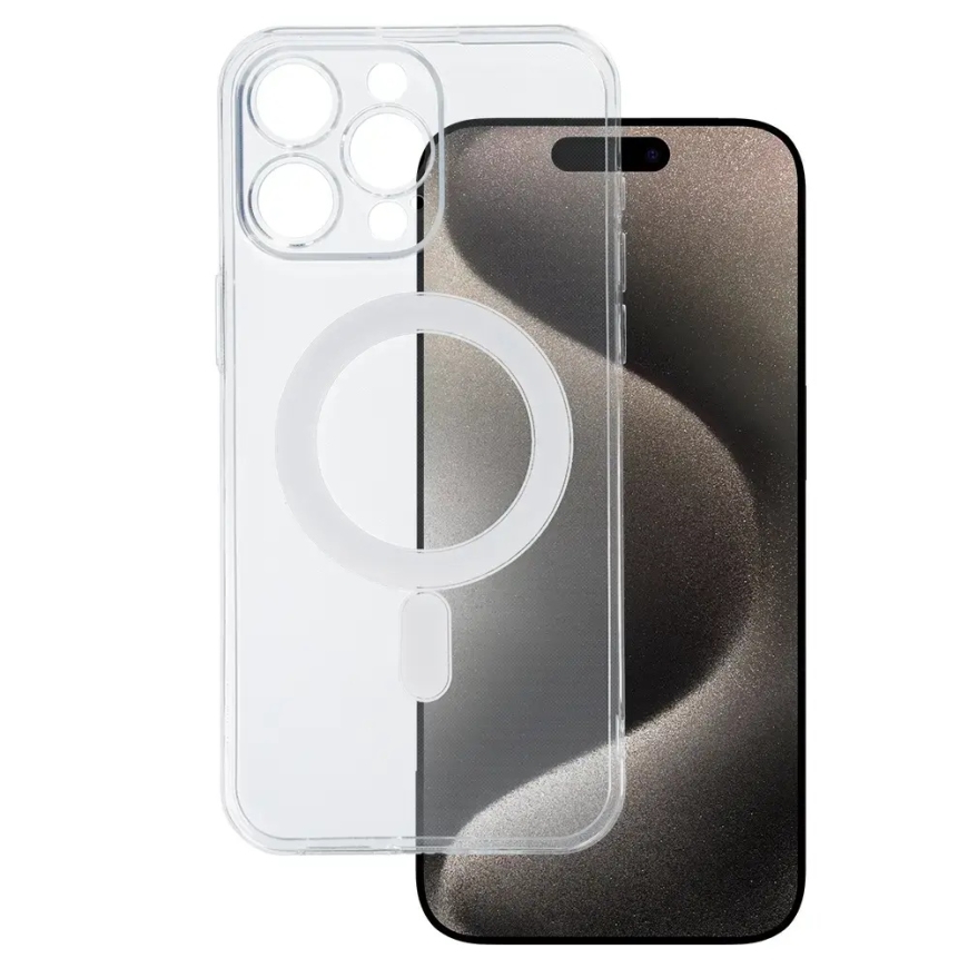 TEL PROTECT MagSilicone telefoni ümbris MagSafe toega iPhone 15 Pro Max läbipaistev
