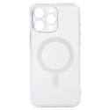 TEL PROTECT MagSilicone -puhelinsuojakuori MagSafe-tuen kanssa iPhone 15 Pro Max -mallille, läpinäkyvä