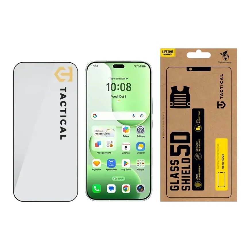 Taktiskā stikla aizsargu 5D Honor 600e melns – 2