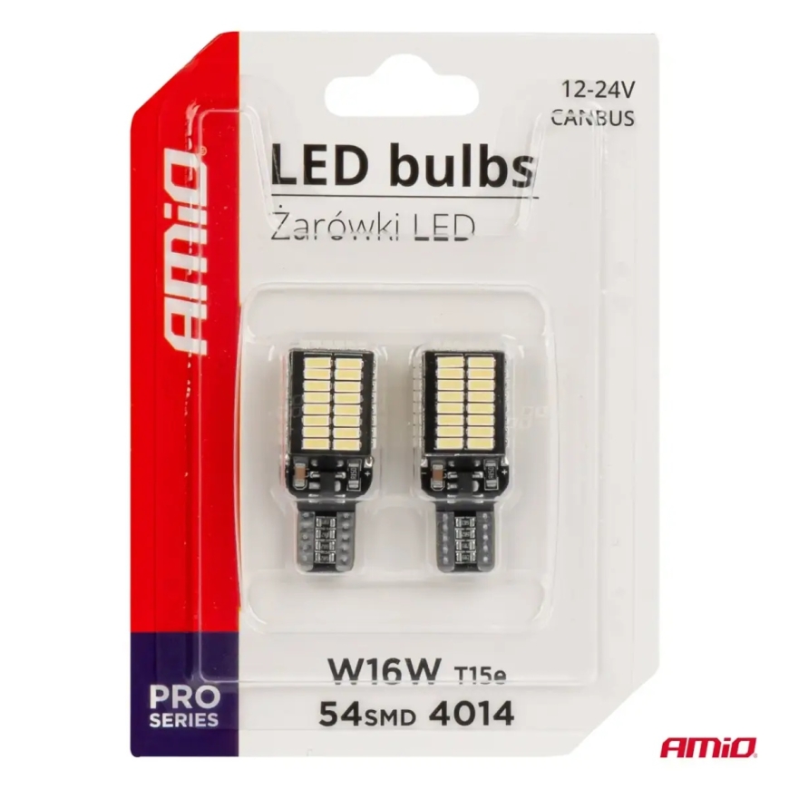 LED bulbs CANBUS PRO series T15e W16W 54x4014 SMD White 12V/24V AMIO-03724 – 5