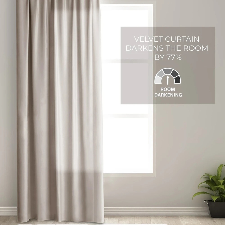 Samta aizkars ar cilpām AmeliaHome 140 × 250 cm, smilšu krāsā – 3