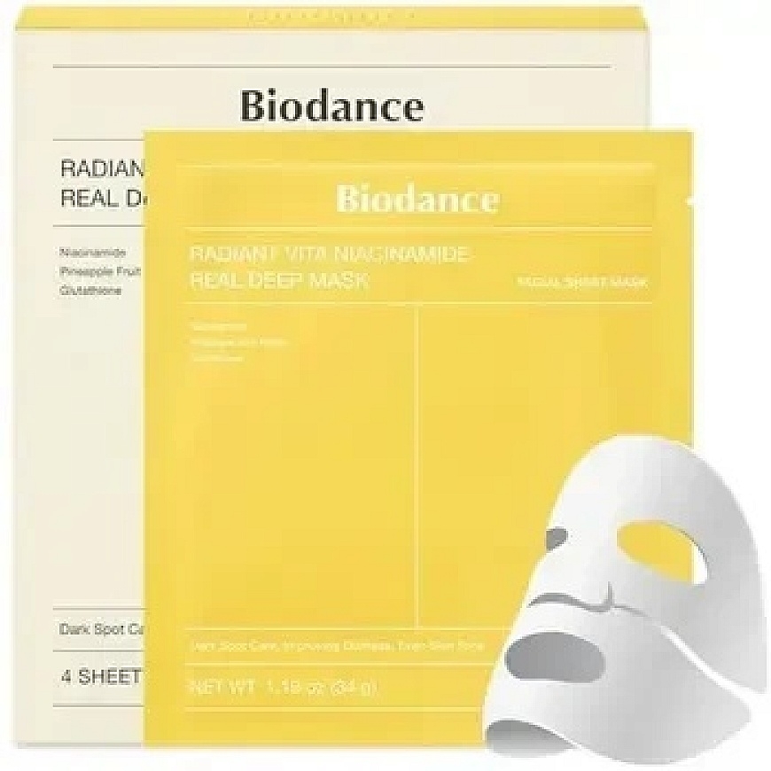 Biodance Radiant Vita Niacinamide Real Deep Mask - face mask 1 Box 34g X 4 pcs – 2