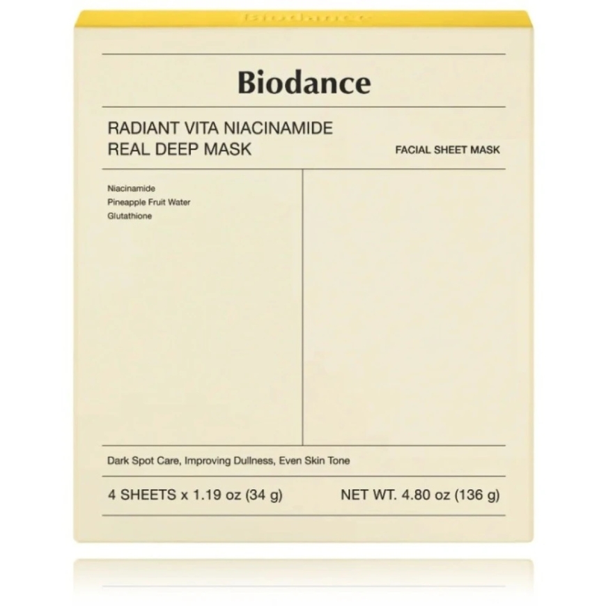 Biodance Radiant Vita Niacinamide Real Deep Mask - маска для лица 1 упаковка 34г X 4 шт – 3